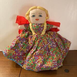 Vintage 70s Artisan Made Little Red Riding Hood Topsy Turvy Doll